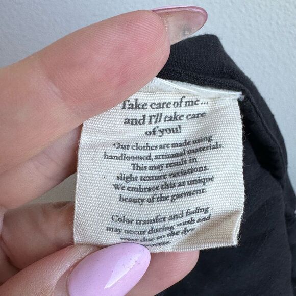 Koryphae 100% Linen Lagenlook Casual Black Straight Leg Pant Trouser Size Small - Picture 6 of 6